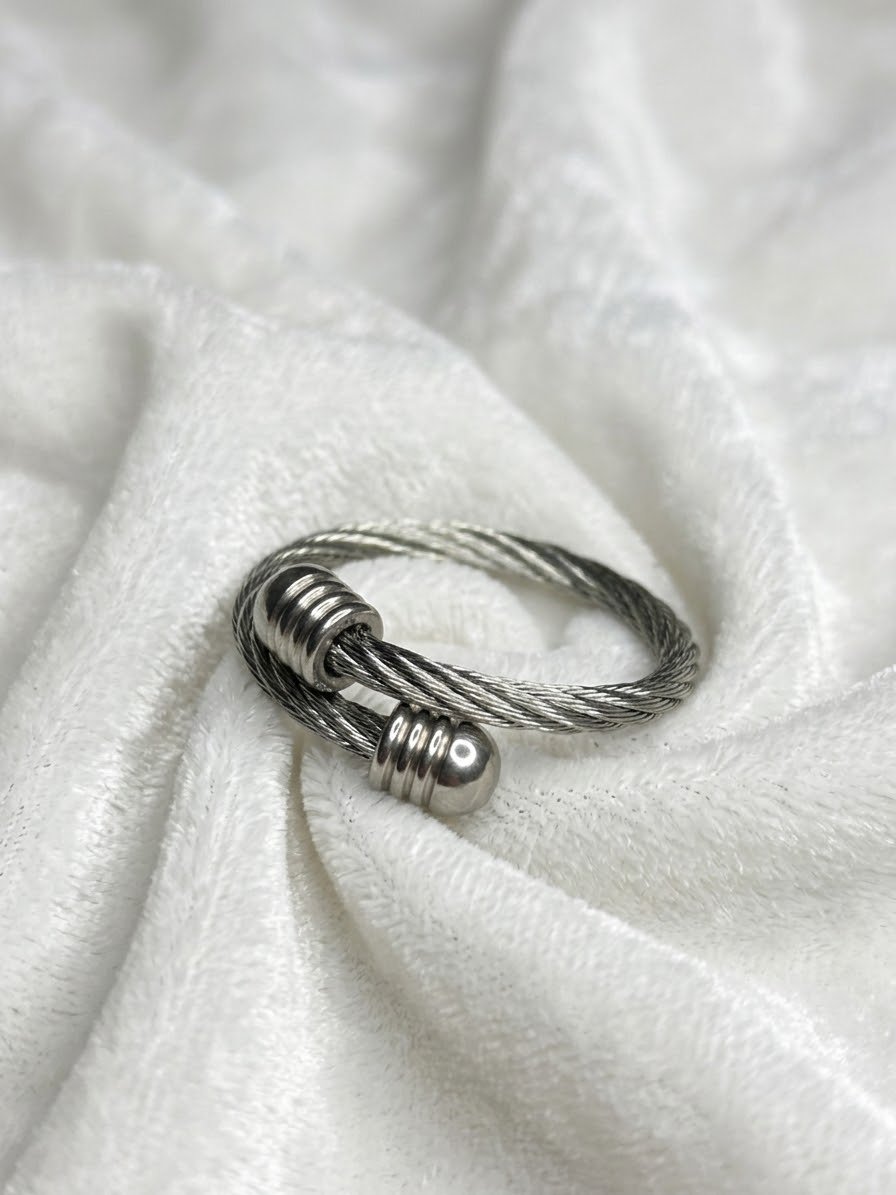 Silver Twisted Cable Wire Ring