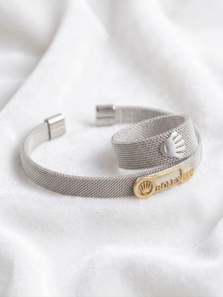Rolex Style Crown Mesh Bracelet & Ring Set