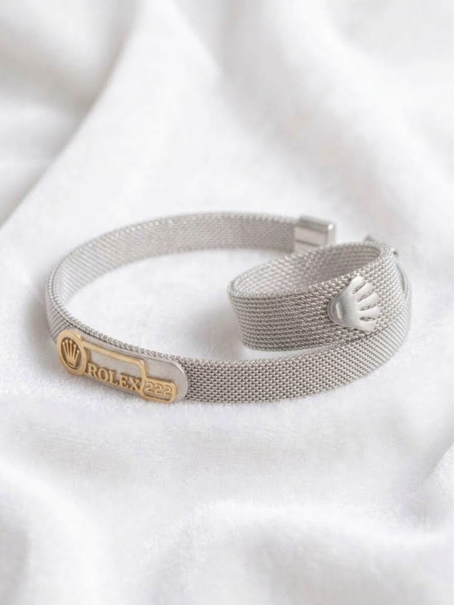 Rolex Style Crown Mesh Bracelet & Ring Set