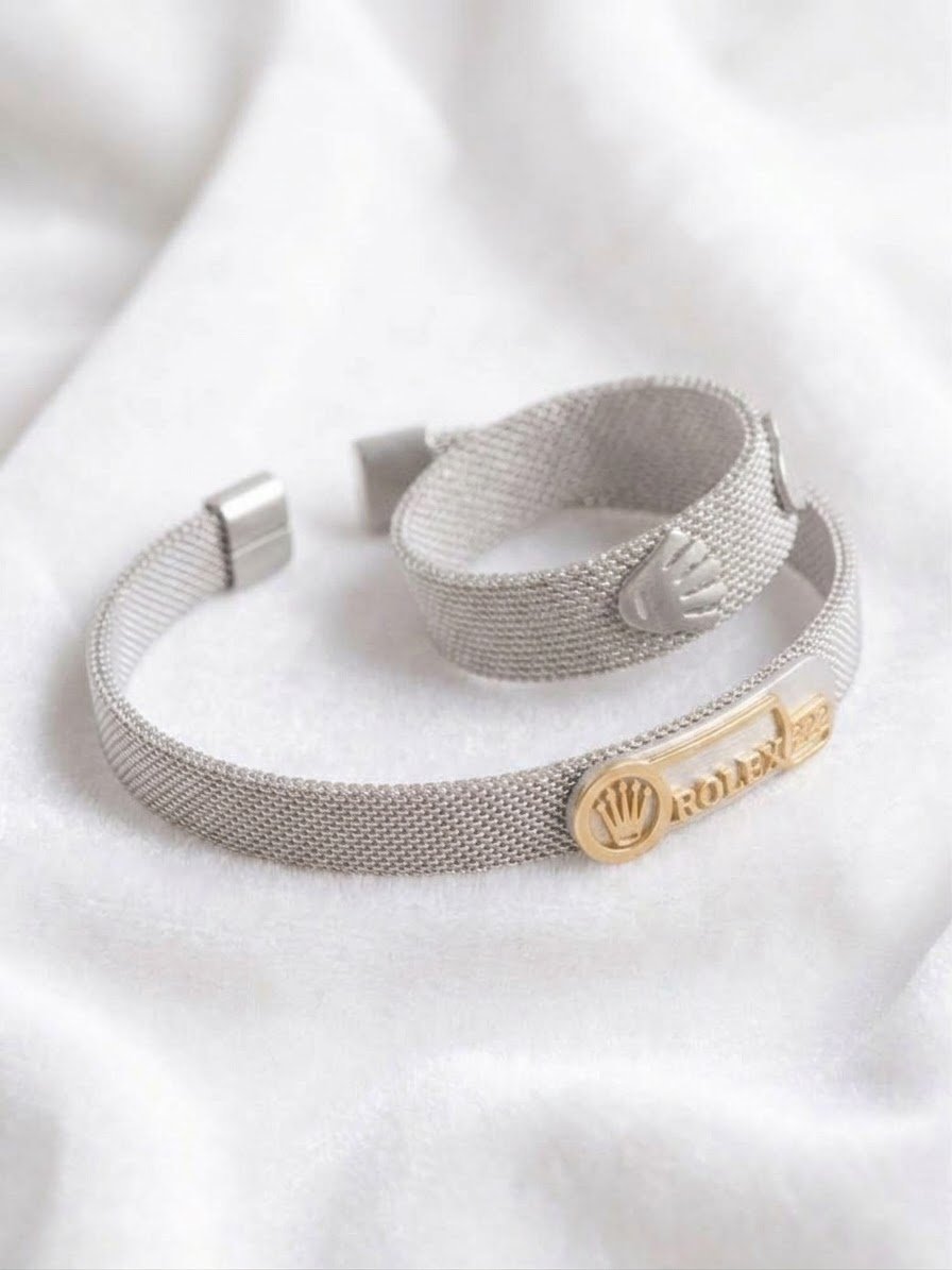 Rolex Style Crown Mesh Bracelet & Ring Set