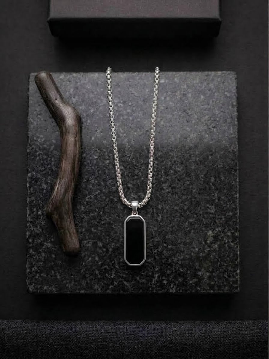 Classic Black Onyx Pendant Necklace for Men